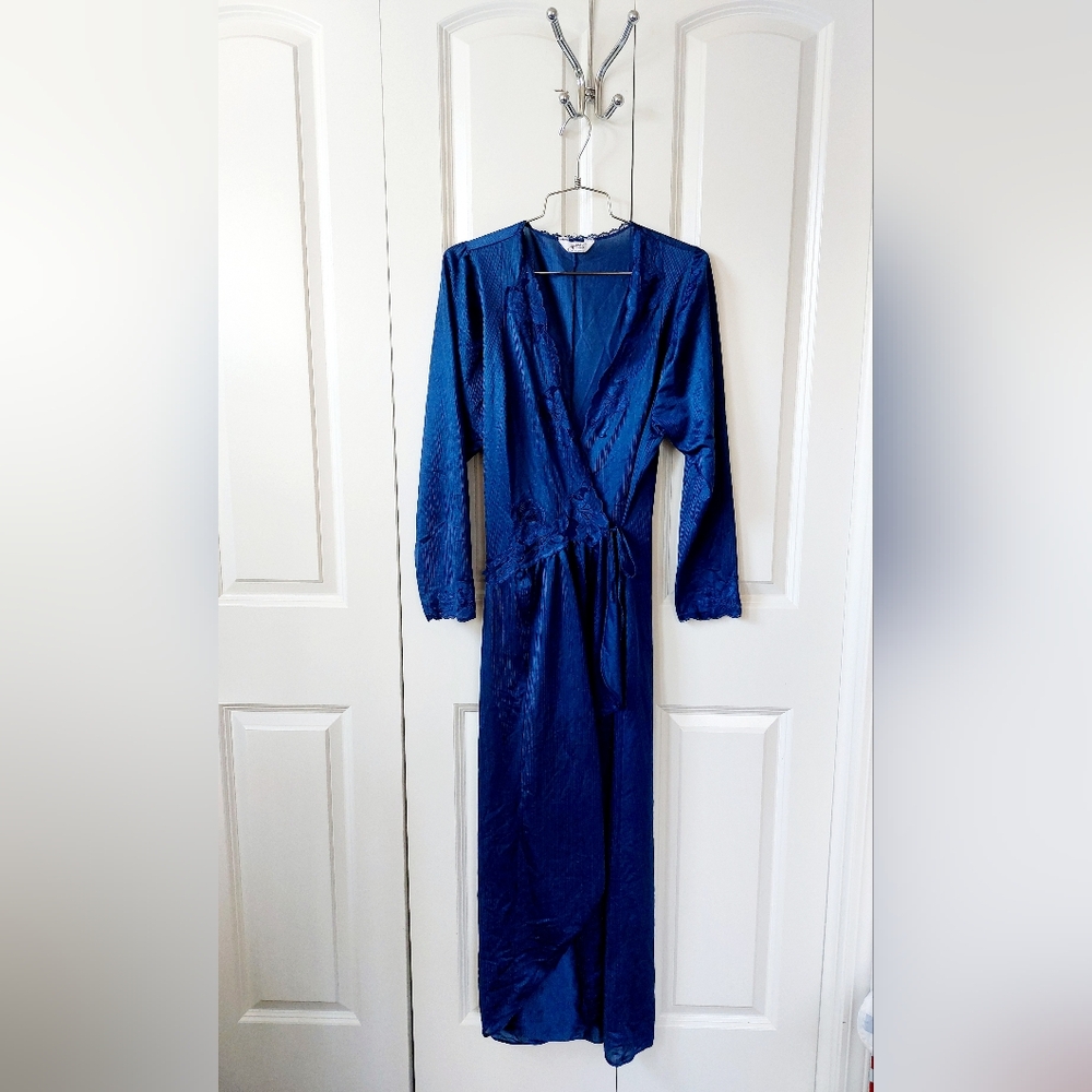 2pc Vintage Blue Nightgown & Robe size Large Henson‎ Kickernick Boudoir - Picture 10 of 10